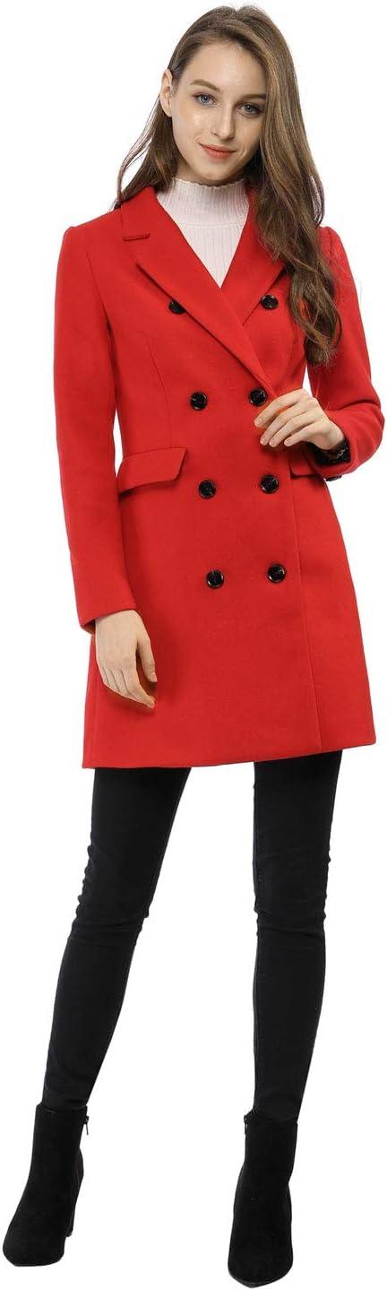 imageAllegra K Womens Winter Coat Elegant Notched Lapel Double Breasted Trench CoatReds