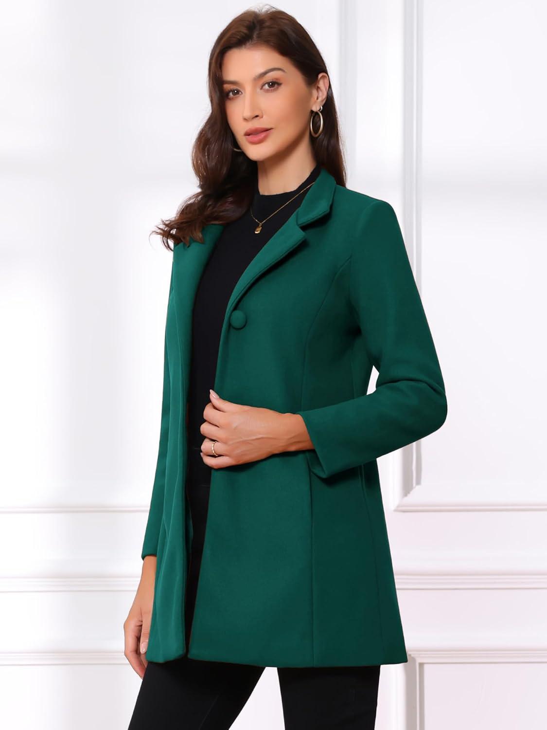 imageAllegra K Womens Winter Overcoat MidLong Stand Collar Single Breasted Coat OuterwearTurquoise