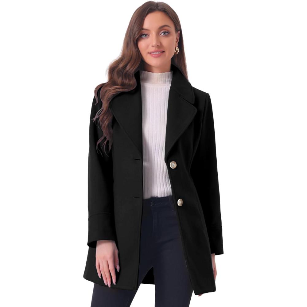 imageAllegra K Womens Elegant Overcoat Notched Shawl Collar Single Breasted Outerwear Winter Long CoatBlack