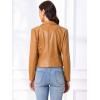imageAllegra K Faux Leather Jacket for Womens Motorcycle Moto Biker Coat Casual Cropped PU Leather JacketsLight Brown