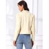 imageAllegra K Faux Leather Jacket for Womens Motorcycle Moto Biker Coat Casual Cropped PU Leather JacketsWhite