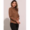 imageAllegra K Faux Suede Shirt for Womens Stretch Dressy Casual Button Down Long Sleeve Shirt 2024 Fall ClothesBrown