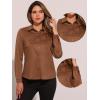 imageAllegra K Faux Suede Shirt for Womens Stretch Dressy Casual Button Down Long Sleeve Shirt 2024 Fall ClothesBrown