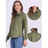 imageAllegra K Faux Suede Shirt for Womens Stretch Dressy Casual Button Down Long Sleeve Shirt 2024 Fall ClothesOlive Green