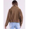 imageAllegra K Fuzzy Short Jacket for Womens Stand Collar Long Sleeve Casual Crop CoatBrown