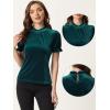 imageAllegra K Halloween Ruffle Collar Shirt for Womens Short Sleeve Casual Velvet Tops BlouseBlue Green