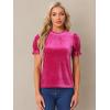 imageAllegra K Halloween Ruffle Collar Shirt for Womens Short Sleeve Casual Velvet Tops BlouseHot Pink