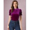 imageAllegra K Halloween Ruffle Collar Shirt for Womens Short Sleeve Casual Velvet Tops BlousePurple