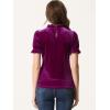 imageAllegra K Halloween Ruffle Collar Shirt for Womens Short Sleeve Casual Velvet Tops BlousePurple