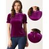 imageAllegra K Halloween Ruffle Collar Shirt for Womens Short Sleeve Casual Velvet Tops BlousePurple