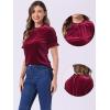 imageAllegra K Halloween Ruffle Collar Shirt for Womens Short Sleeve Casual Velvet Tops BlouseWine Red