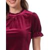imageAllegra K Halloween Ruffle Collar Shirt for Womens Short Sleeve Casual Velvet Tops BlouseWine Red