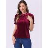 imageAllegra K Halloween Ruffle Collar Shirt for Womens Short Sleeve Casual Velvet Tops BlouseWine Red