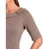 imageAllegra K Houndstooth Top for Womens Half Sleeve Boat Neck Blouses TopsBrown