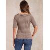 imageAllegra K Houndstooth Top for Womens Half Sleeve Boat Neck Blouses TopsBrown