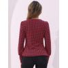 imageAllegra K Houndstooth Tops for Womens 1950s Vintage Bishop Sleeve Square Neck BlouseRed