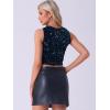 imageAllegra K Sequin Tops for Womens Sparkle Glitter Sleeveless Club Party Nightout Crop Tank TopBlue Green