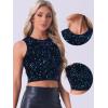 imageAllegra K Sequin Tops for Womens Sparkle Glitter Sleeveless Club Party Nightout Crop Tank TopBlue Green