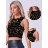 imageAllegra K Sequin Tops for Womens Sparkle Glitter Sleeveless Club Party Nightout Crop Tank TopGold