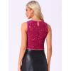 imageAllegra K Sequin Tops for Womens Sparkle Glitter Sleeveless Club Party Nightout Crop Tank TopRose Red