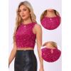 imageAllegra K Sequin Tops for Womens Sparkle Glitter Sleeveless Club Party Nightout Crop Tank TopRose Red