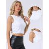 imageAllegra K Sequin Tops for Womens Sparkle Glitter Sleeveless Club Party Nightout Crop Tank TopWhite