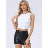 imageAllegra K Sequin Tops for Womens Sparkle Glitter Sleeveless Club Party Nightout Crop Tank TopWhite