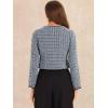 imageAllegra K Tweed Jacket for Womens Long Sleeve Casual Work Office Plaid Short OutwearBlue White
