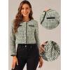 imageAllegra K Tweed Jacket for Womens Long Sleeve Casual Work Office Plaid Short OutwearGreen