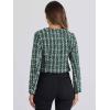 imageAllegra K Tweed Jacket for Womens Long Sleeve Casual Work Office Plaid Short OutwearGreen Black
