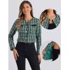 imageAllegra K Tweed Jacket for Womens Long Sleeve Casual Work Office Plaid Short OutwearGreen Black