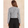imageAllegra K Tweed Jacket for Womens Long Sleeve Casual Work Office Plaid Short OutwearGrey Brown