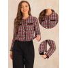 imageAllegra K Tweed Jacket for Womens Long Sleeve Casual Work Office Plaid Short OutwearRed Black