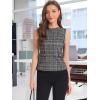 imageAllegra K Tweed Top for Womens Elegant Plaid Print Sleeveless Crew Neck Waist Buckle Back Zipper Blazer Vest TopsBlack