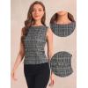 imageAllegra K Tweed Top for Womens Elegant Plaid Print Sleeveless Crew Neck Waist Buckle Back Zipper Blazer Vest TopsBlack