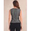 imageAllegra K Tweed Top for Womens Elegant Plaid Print Sleeveless Crew Neck Waist Buckle Back Zipper Blazer Vest TopsBlack
