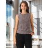 imageAllegra K Tweed Top for Womens Elegant Plaid Print Sleeveless Crew Neck Waist Buckle Back Zipper Blazer Vest TopsRed Black