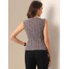 imageAllegra K Tweed Top for Womens Elegant Plaid Print Sleeveless Crew Neck Waist Buckle Back Zipper Blazer Vest TopsRed Black