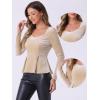 imageAllegra K Velvet Blouse for Womens Elegant Sweetheart Neck Long Sleeve Peplum TopApricot