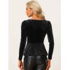 imageAllegra K Velvet Blouse for Womens Elegant Sweetheart Neck Long Sleeve Peplum TopBlack