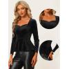 imageAllegra K Velvet Blouse for Womens Elegant Sweetheart Neck Long Sleeve Peplum TopBlack