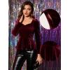 imageAllegra K Velvet Blouse for Womens Elegant Sweetheart Neck Long Sleeve Peplum TopBurgundy