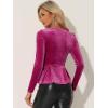imageAllegra K Velvet Blouse for Womens Elegant Sweetheart Neck Long Sleeve Peplum TopHot Pink