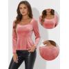 imageAllegra K Velvet Blouse for Womens Elegant Sweetheart Neck Long Sleeve Peplum TopPink