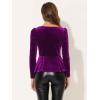 imageAllegra K Velvet Blouse for Womens Elegant Sweetheart Neck Long Sleeve Peplum TopPurple