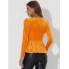 imageAllegra K Velvet Blouse for Womens Elegant Sweetheart Neck Long Sleeve Peplum TopYellow