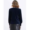 imageAllegra K Velvet Tops for Women Crew Neck Puff Long Sleeve Casual Pullover Fall Winter Blouses TopDark Blue