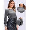 imageAllegra K Velvet Tops for Women Crew Neck Puff Long Sleeve Casual Pullover Fall Winter Blouses TopGrey