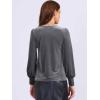imageAllegra K Velvet Tops for Women Crew Neck Puff Long Sleeve Casual Pullover Fall Winter Blouses TopGrey