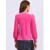 imageAllegra K Velvet Tops for Women Crew Neck Puff Long Sleeve Casual Pullover Fall Winter Blouses TopHot Pink